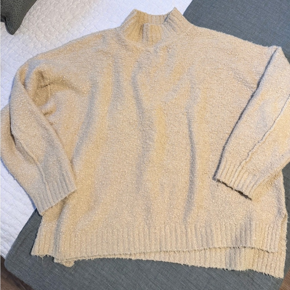 b NY  Cowlneck Sweater ~ Pale Yellow meets Cream color ~ Size Large